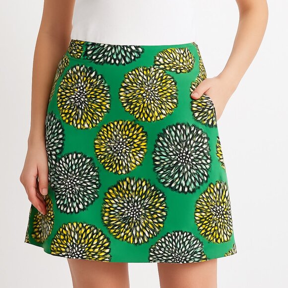Boden Skirt Womens 6 Cotton Floral A Line Green Knee Length Pockets Zip Back - Picture 12 of 12